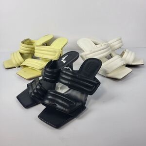 Abound Sandals Qarly Heeled Black Square Toe Slip On Open Lot of 3